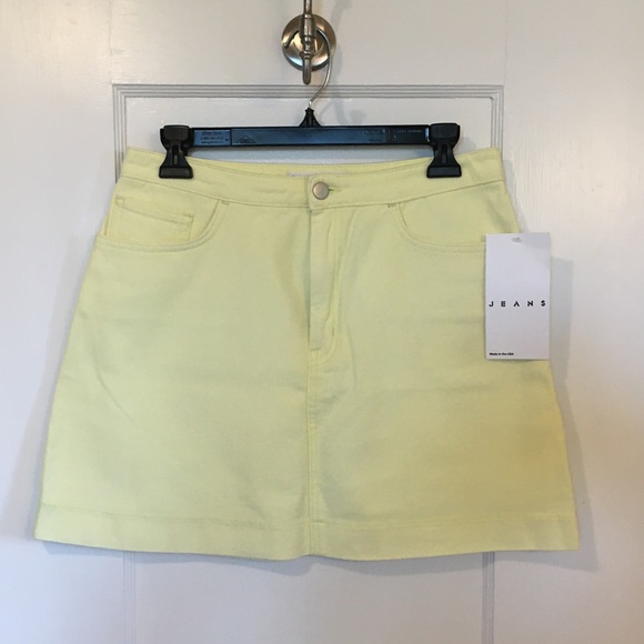 pale yellow denim skirt
